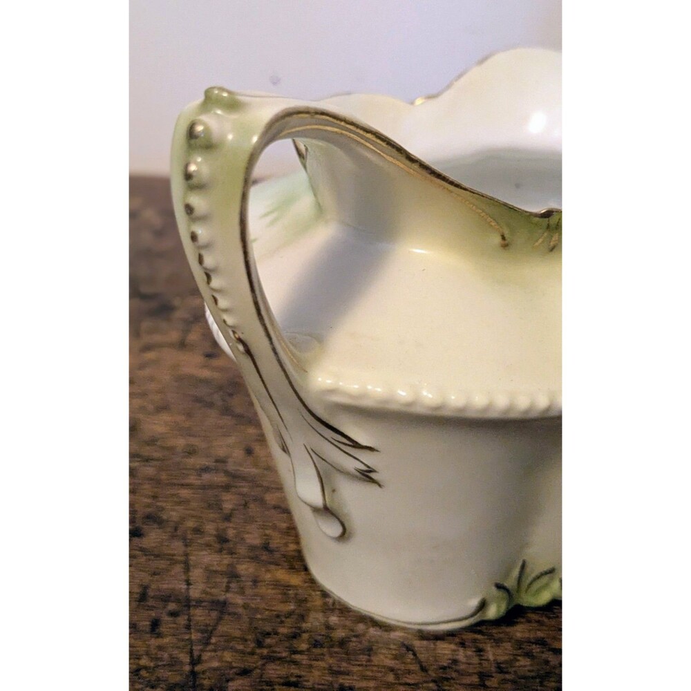 Antique RS Prussia Porcelain Creamer Pitcher Pink Cabbage Roses Floral Gold Trim - Picture 8 of 9